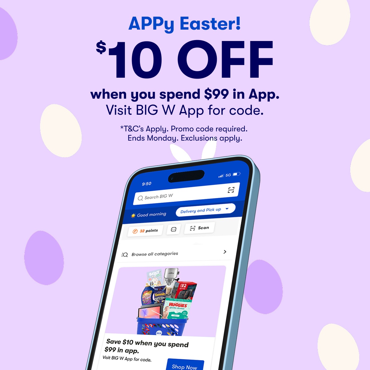 Spend $99 Save $10 in-app purchase only