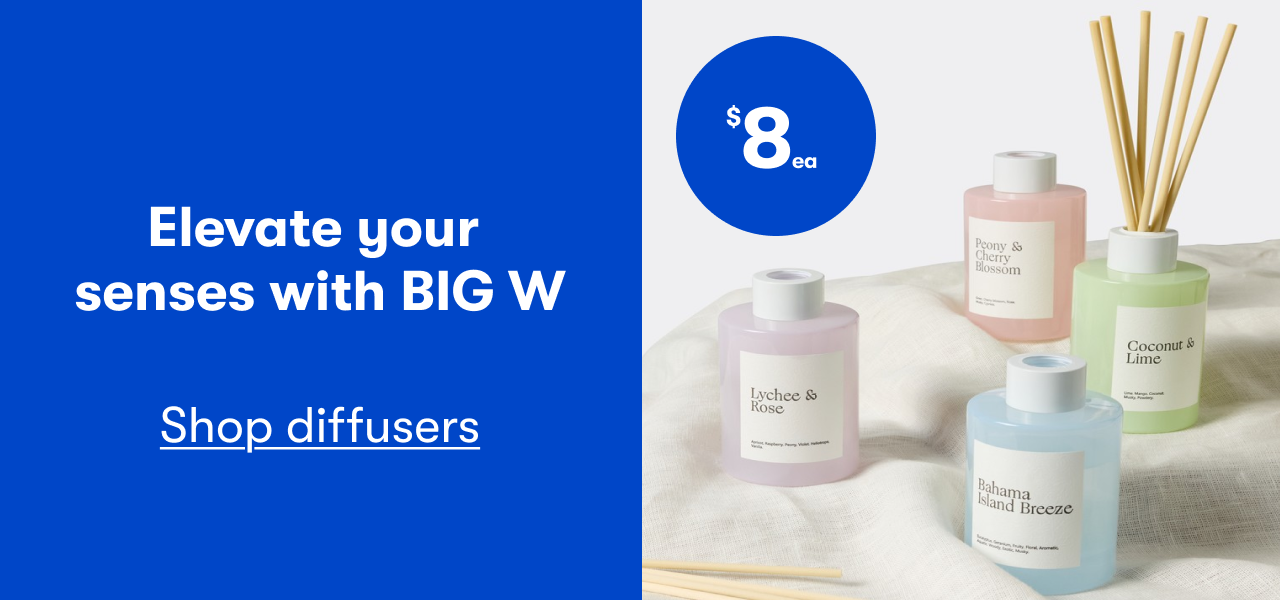 Elevate your senses with BIG W | $8ea Reed Diffusers