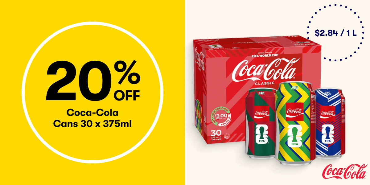 20% OFF Coca-Cola Cans 30 x 375ml