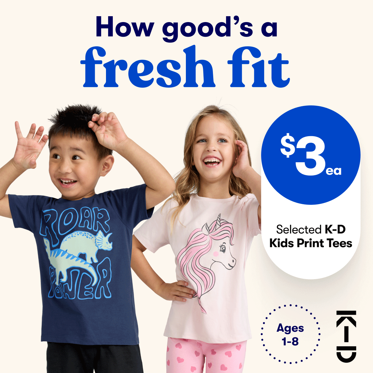 From $3 Selected K-D Kids Print Tees | How good's a fresh fit?