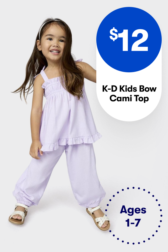 $12 K-D Kids Bow Cami Top