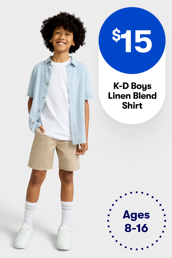 $15 K-D Boys Short Sleeve Linen Blend Shirt