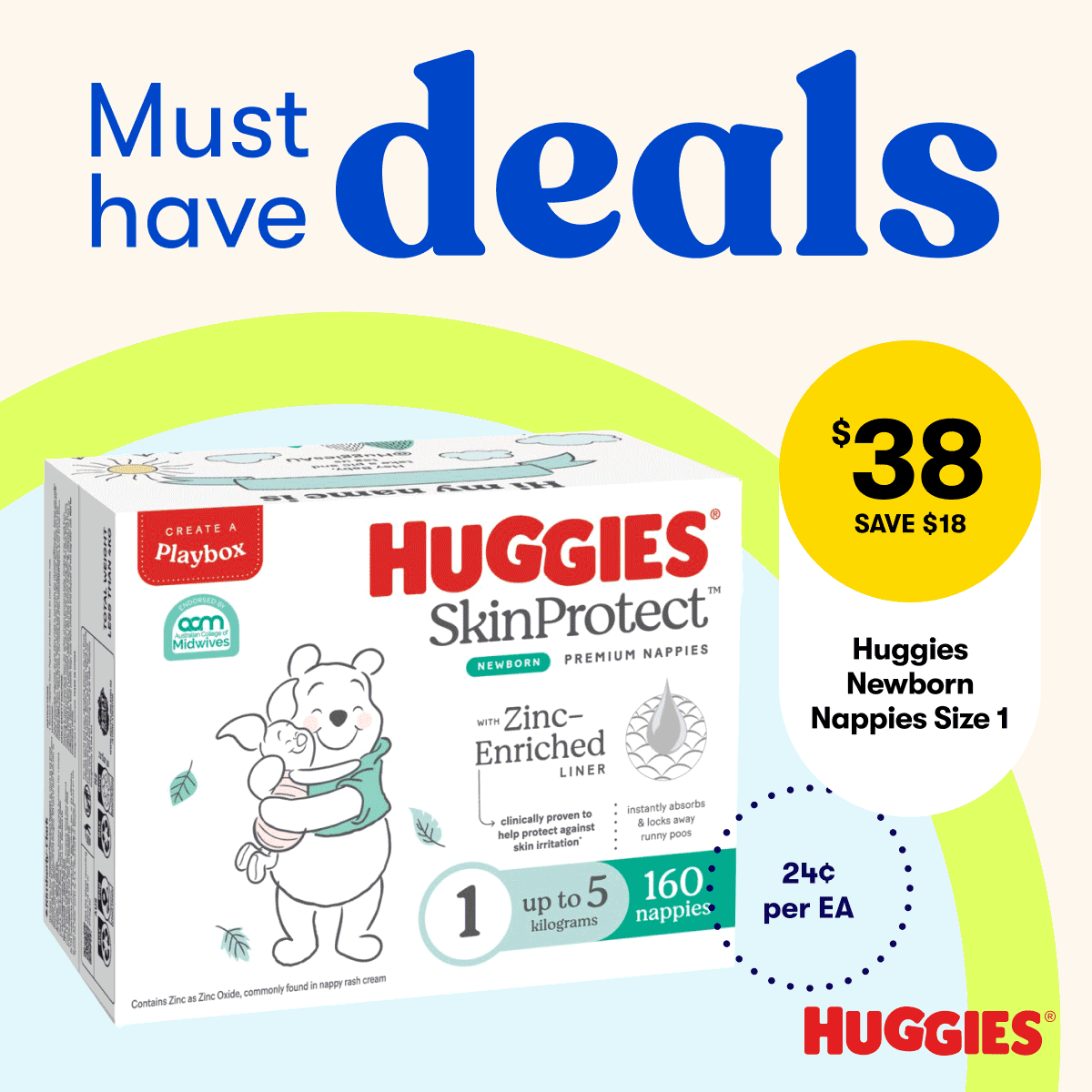 Must Have Deals | $38 SAVE $18 Huggies Newborn Nappies Size 1 | 1/2 PRICE Shark PowerPro Cordless Stick Vacuum | 1/2 PRICE Cadbury Bitesize Medium Bags 120g-140g