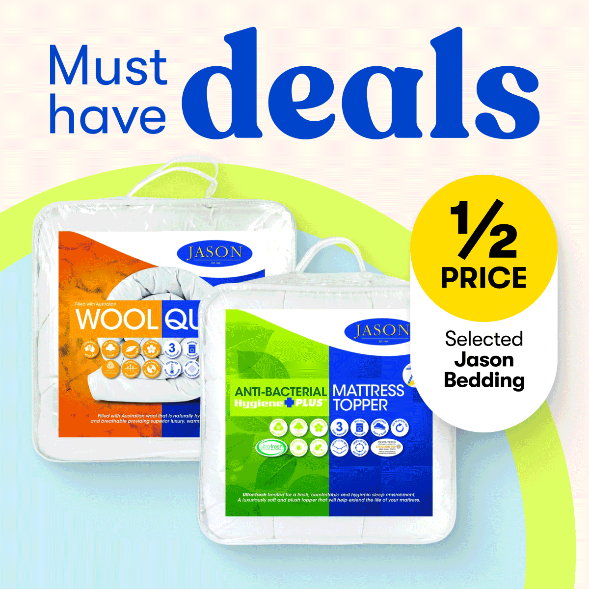 1/2 PRICE Selected Jason Bedding | $199 PRICE AFTER PROMOTION $399 Ninja Foodi Possible Cooker | 30% OFF Selected Dog Treats