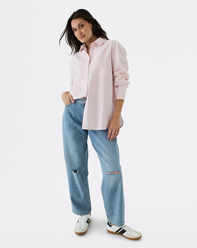 Rip Knee Straight Jeans