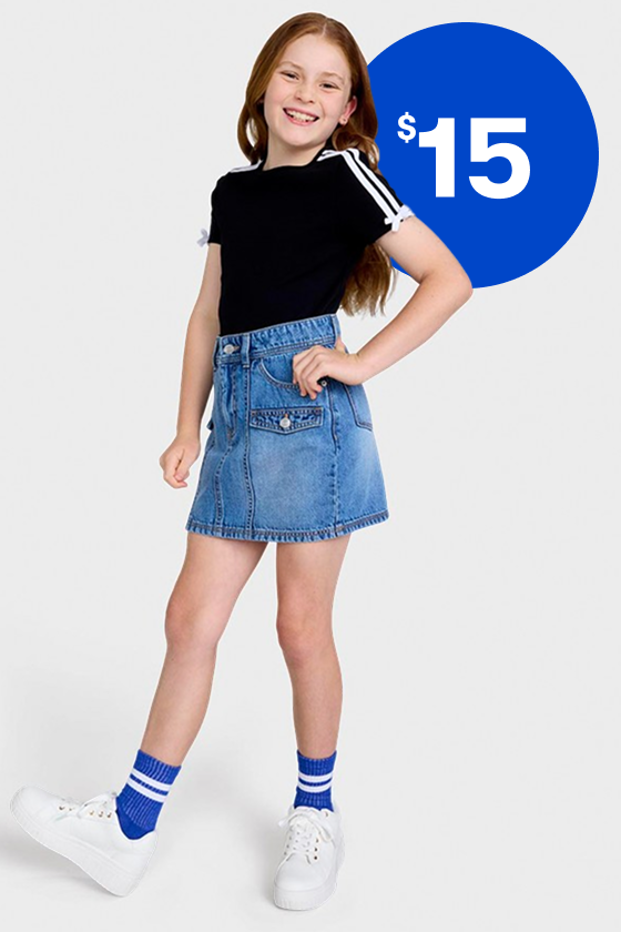 The 1964 Denim Company Girls Denim Skirt - Light Wash