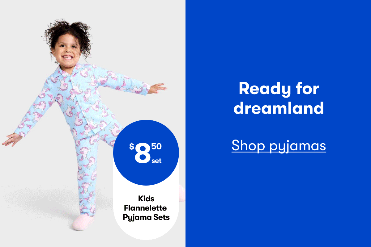 $8.50 | Kids Flannelette Pyjama Sets | Shop pyjamas