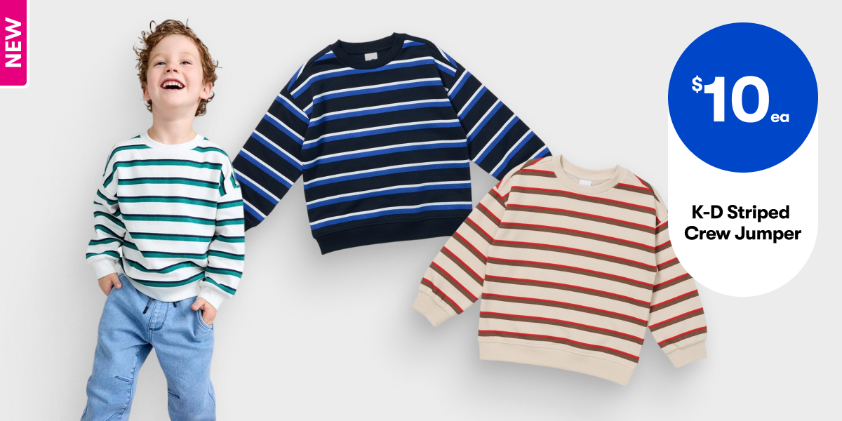 $10ea K-D Striped Crew Jumper