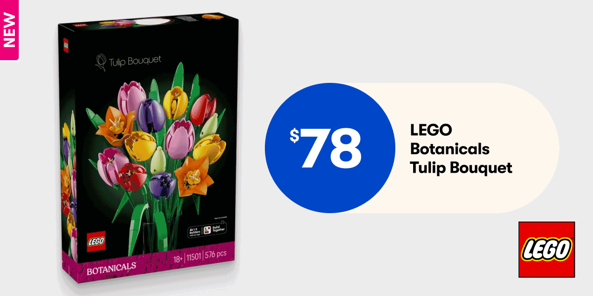 $78 LEGO Botanicals Tulip Bouquet | $34 LEGO Speed Champions Time Machine from Back to the Future | $49 LEGO Disney Classic The Aristocats Adorable Marie