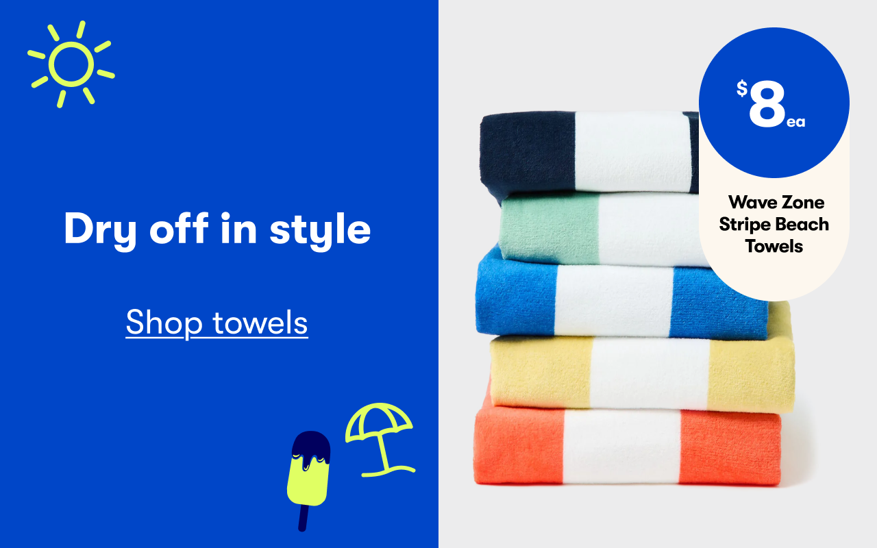 $8ea Wavezone Stripe Beach Towels | Dry off in style - Shop towels