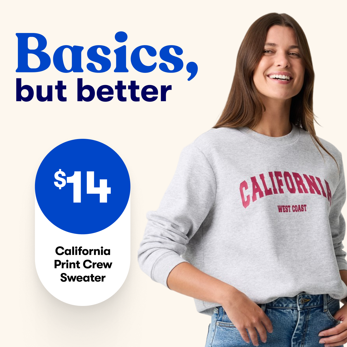 Basic, but better | $14 California Print Crew Sweater