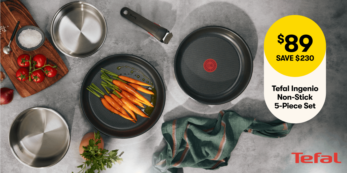 $89 SAVE $230 | Tefal Ingenio Non-Stick 5-Piece Set