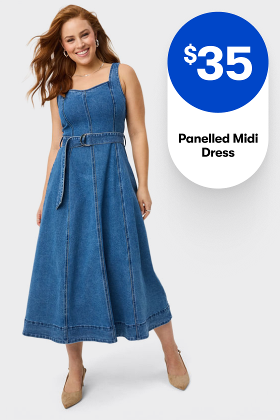 $35 Panelled Midi Dress