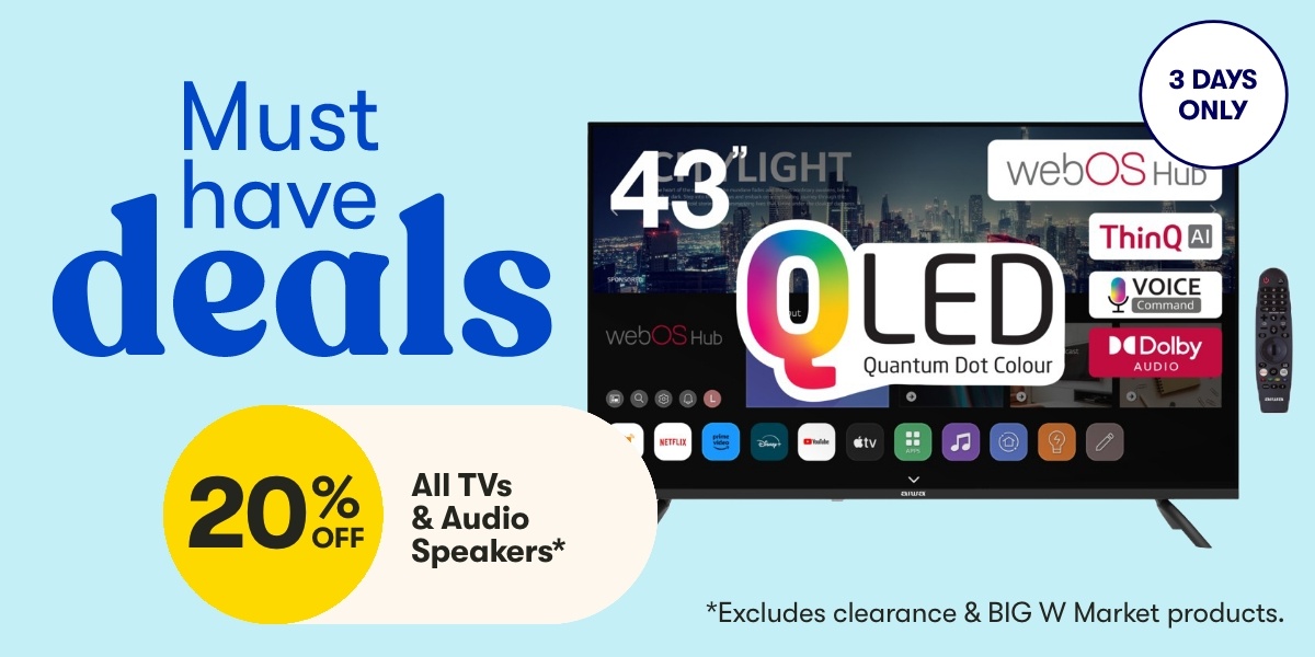 20% Off TVs and Speakers*