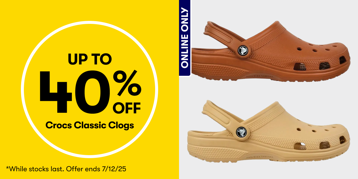 Up to 40% Off Crocs Classic Clogs | While stocks last. Offer ends 7/12/25