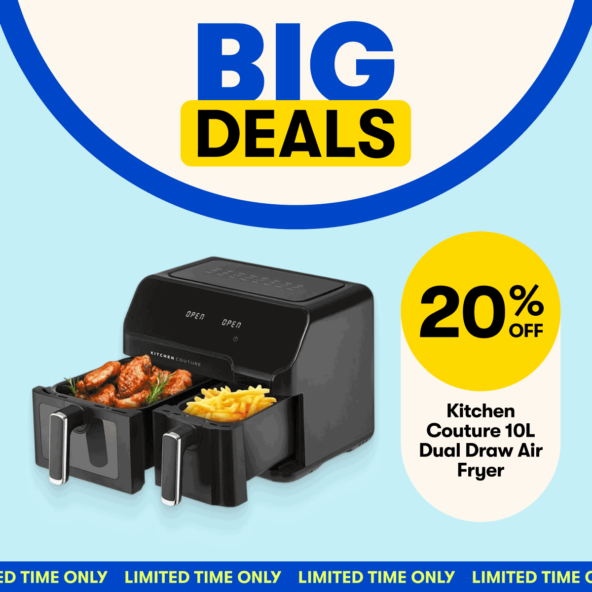 BIG DEALS - Limited Time Only | 20% OFF Kitchen Couture 10L Dual Draw Air Fyer | 20% Artiss King SIngle Boucle Bed Frame | $199 SAVE $20 Birkenstock Regular Fit Clogs | SAVE on Olaplex haircare $42 SAVE $7.95