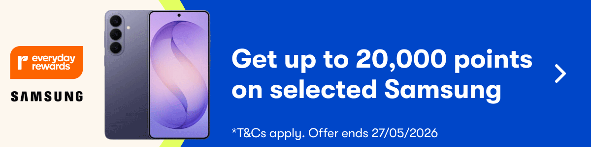 Get up to 20.000 points on selected Samsung | T&Cs apply. Offer ends 27/05/2026