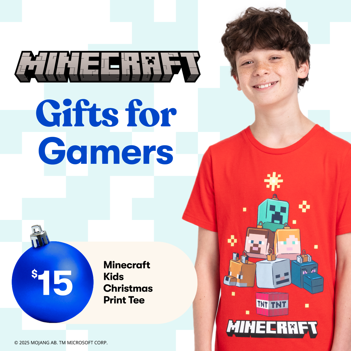 Minecraft - Gifts for Gamers | $15 Kids Christmas Print Tee