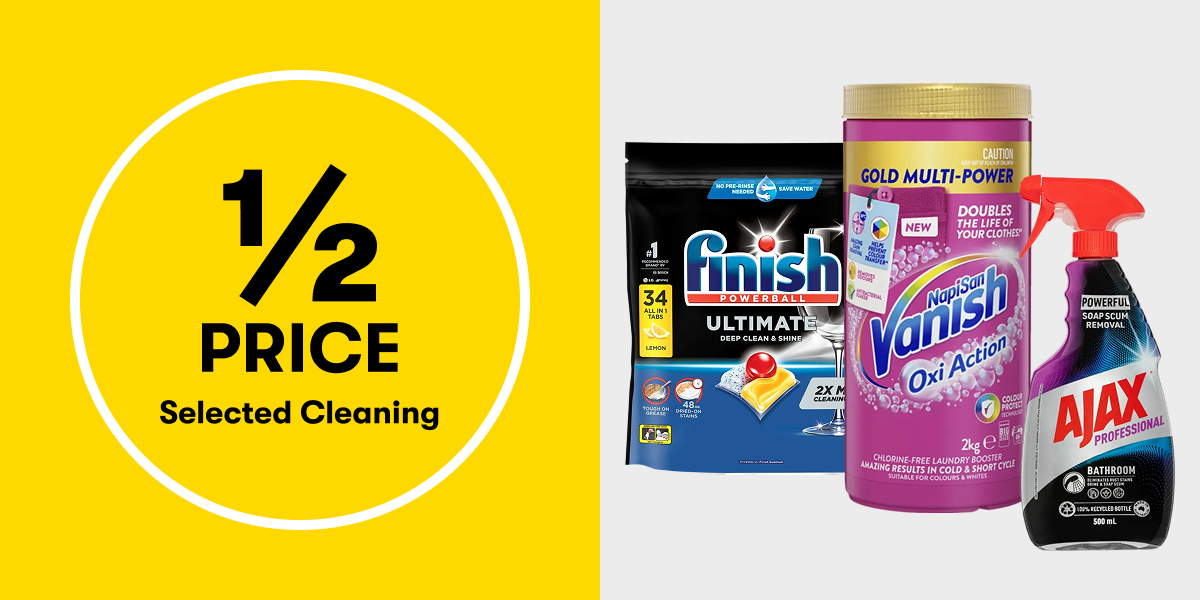 1/2 Price Selected Cleaning | Finish, Vanish, Ajax & more