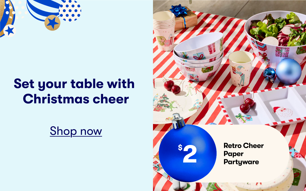 $2 Retro Cheer Paper Partyware | Set your table with Christmas cheer - Shop Now
