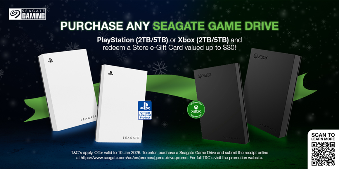 Seagate Gaming - Purchase any Seagate game drive - PlayStation (2TB/5TB) or Xbox (2TB/5TB) and redeem a Store e-Gift valued up to $30! | T&Cs Apply