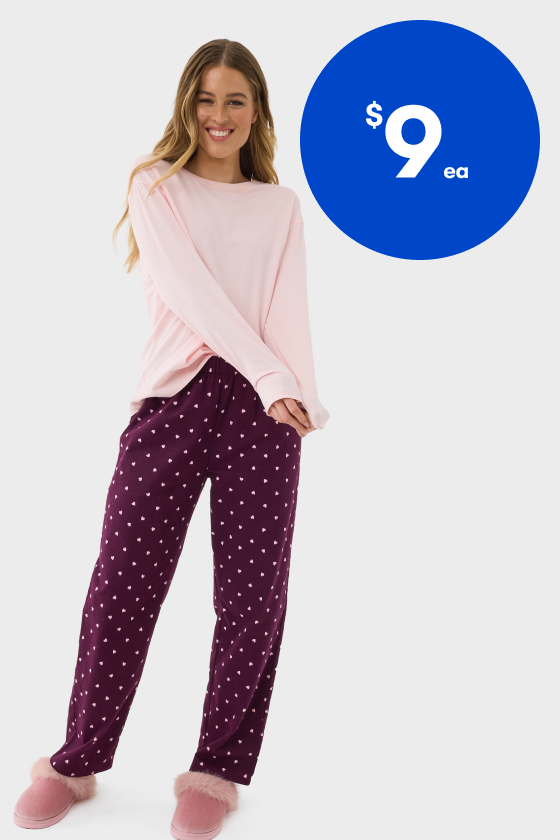 Womens Printed Flannelette Pant or Long Sleeve Tee