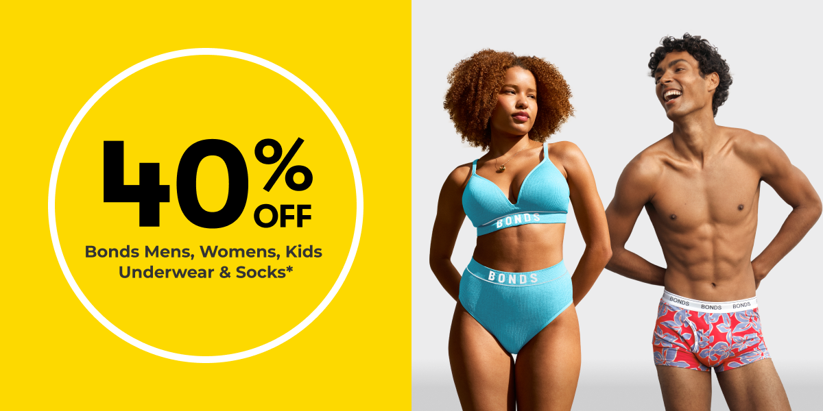 40% OFF Bonds Mens, Womens, Kids, Underwear & Socks*