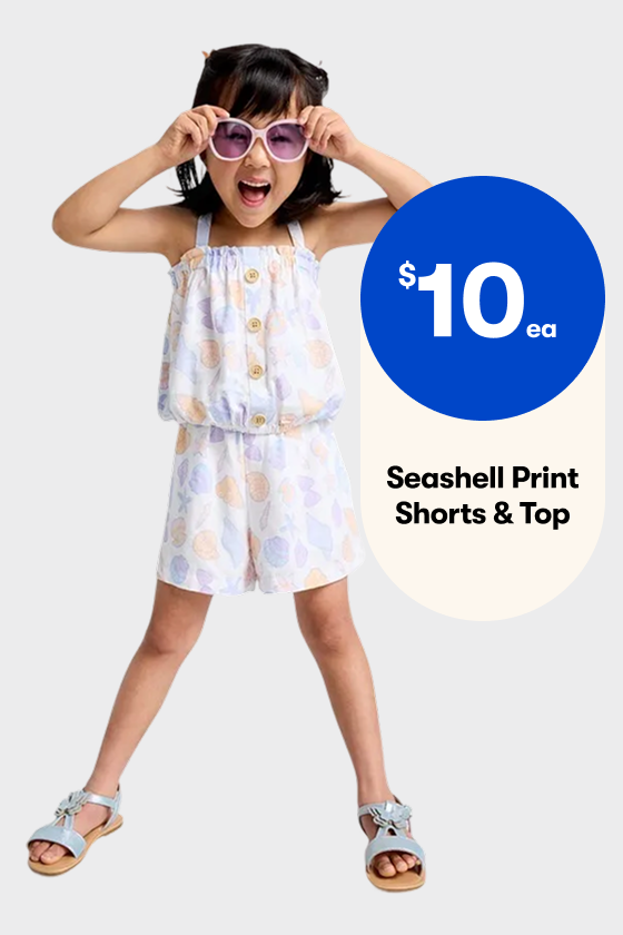 $10ea | Seashell Print Top & Shorts