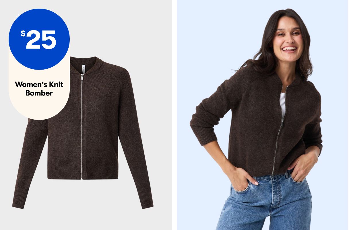 &me Women's Knit Bomber - Brown