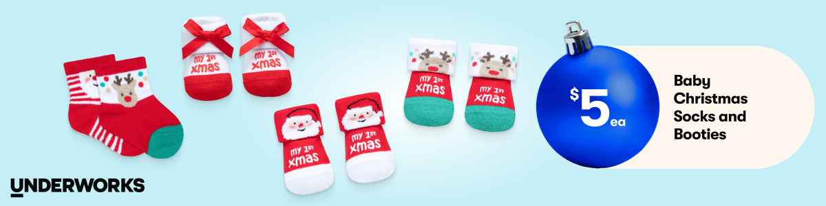 $5ea - Underworks Baby Christmas Socks