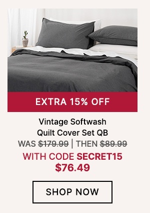 Vintage Softwash Quilt Cover Set QB WAS $179.99 | THEN $89.99 | with code NOW $76.49