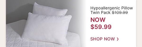 Hypoallergenic Pillow Twin Pack WAS $109.99 | now $59.99