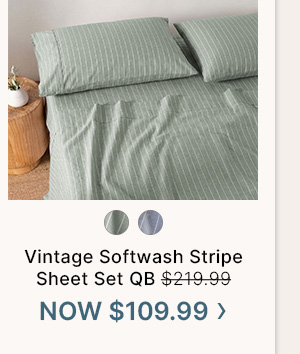 Vintage Softwash Cotton Green Stripe Sheet Set QB