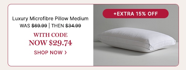 Luxury Microfibre Pillow Medium WAS $69.99 | THEN $34.99 | With code Now $29.74