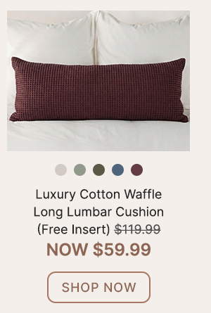 Luxury Cotton Waffle Long Lumbar Cushion (Free Insert) WAS $119.99 | NOW $59.99