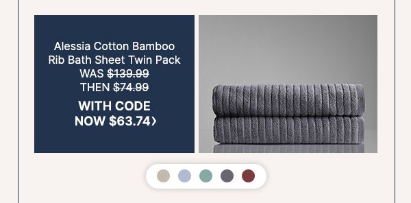 Alessia Cotton Bamboo Rib Bath Sheet Twin Pack