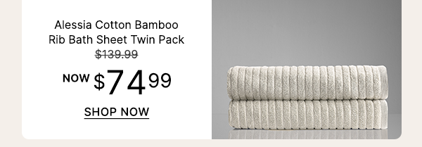 Alessia Cotton Bamboo Rib Sheet Twin Pack WAS $139.99 | NOW $74.99