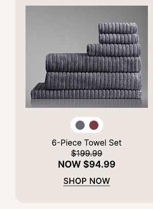 Alessia Cotton Bamboo Rib 6 Piece Towel Set