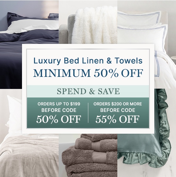 Luxury Bed Linen And Towels Minimum 50% Off
