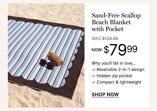 Sand-Free Scallop Beach Blanket with Pocket