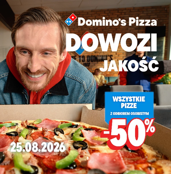Wszystkie pizze z odbiorem osobistym -50%, 25.08.2026