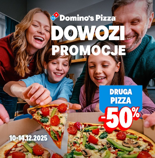 Domino's Pizza DOWOZI PROMOCJE: Druga pizza -50%, 10-14.12.2025