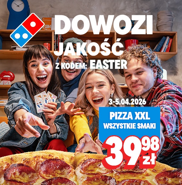 Pizza XXL wszystkie smaki 39,98 zł - z kodem EASTER - 03-05.04.2026