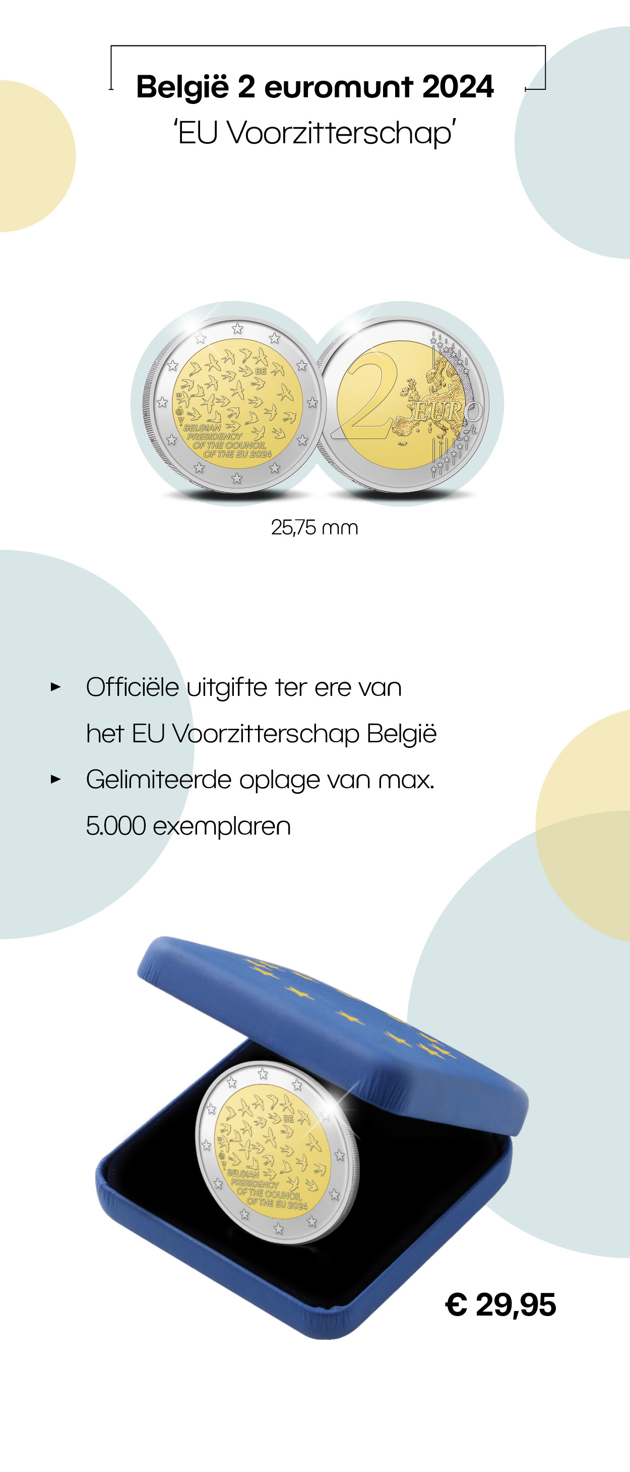 BelgiÃ« 2 euromunt 2024 âEU Voorzitterschapâ BU