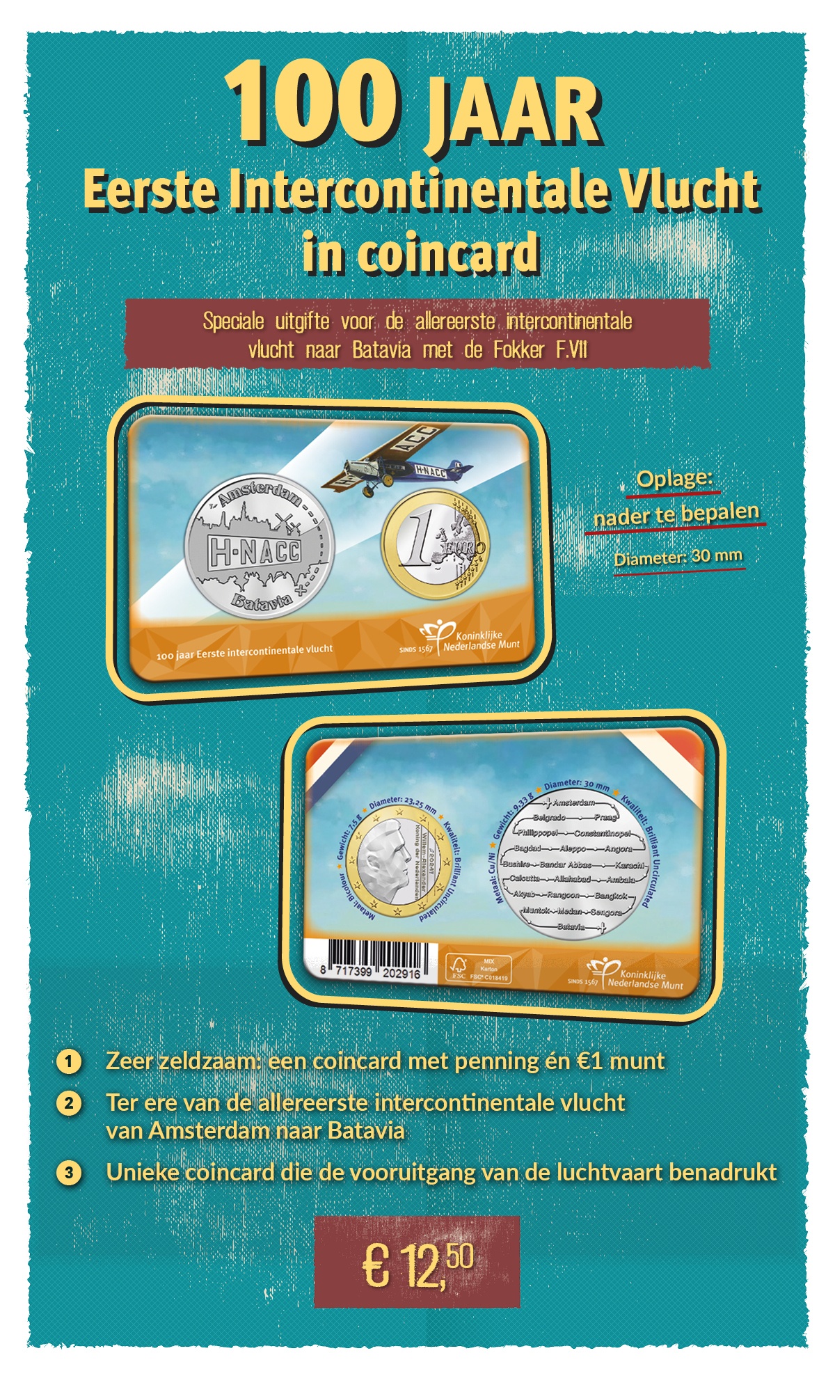 100 jaar Eerste Intercontinentale vlucht in coincard