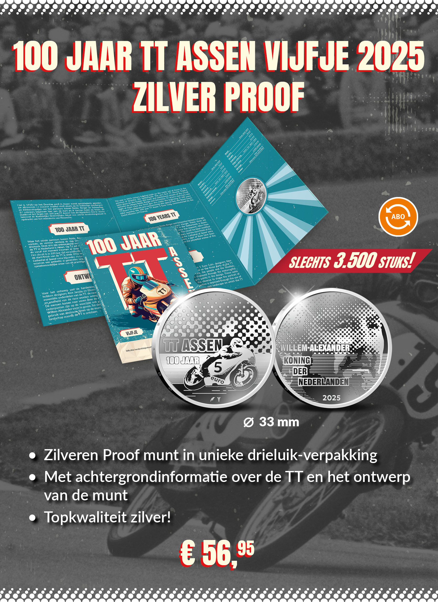 100 jaar TT Assen Vijfje 2025 Zilver Proof