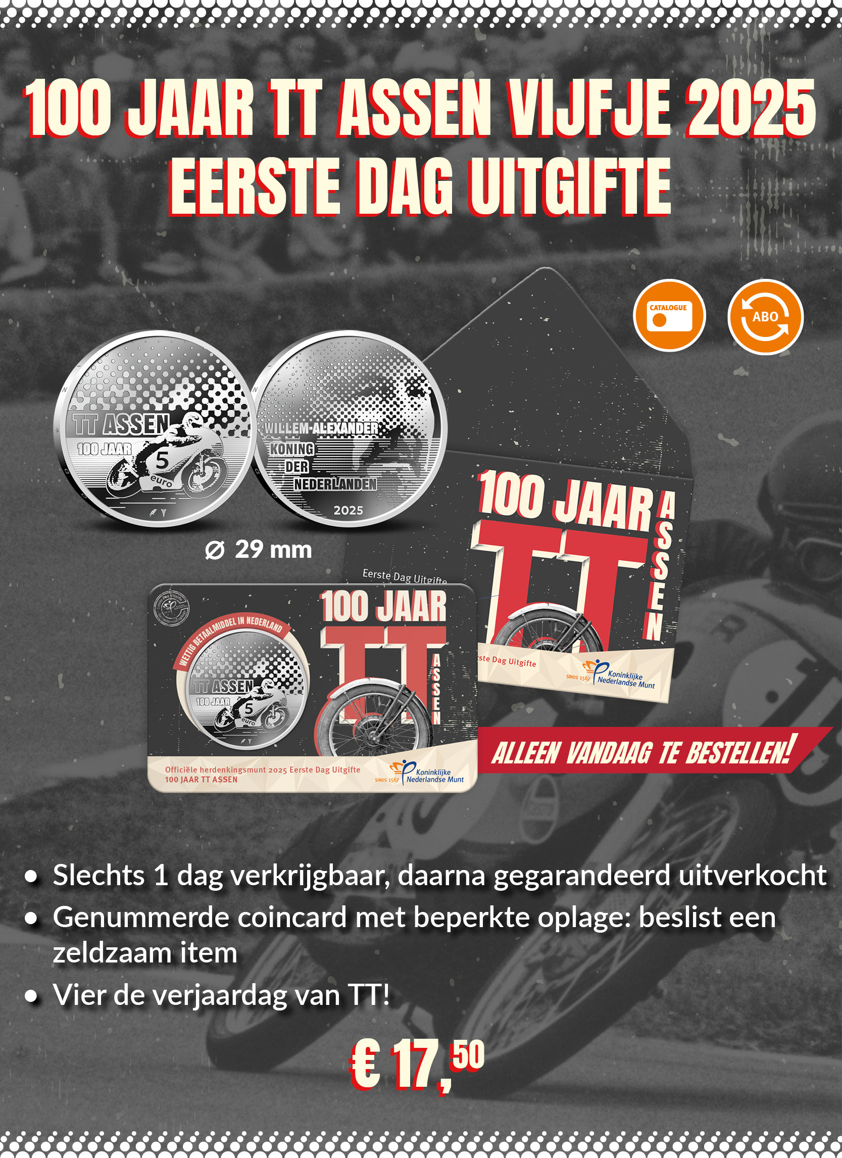 100 jaar TT Assen Vijfje 2025 eerste dag uitgifte