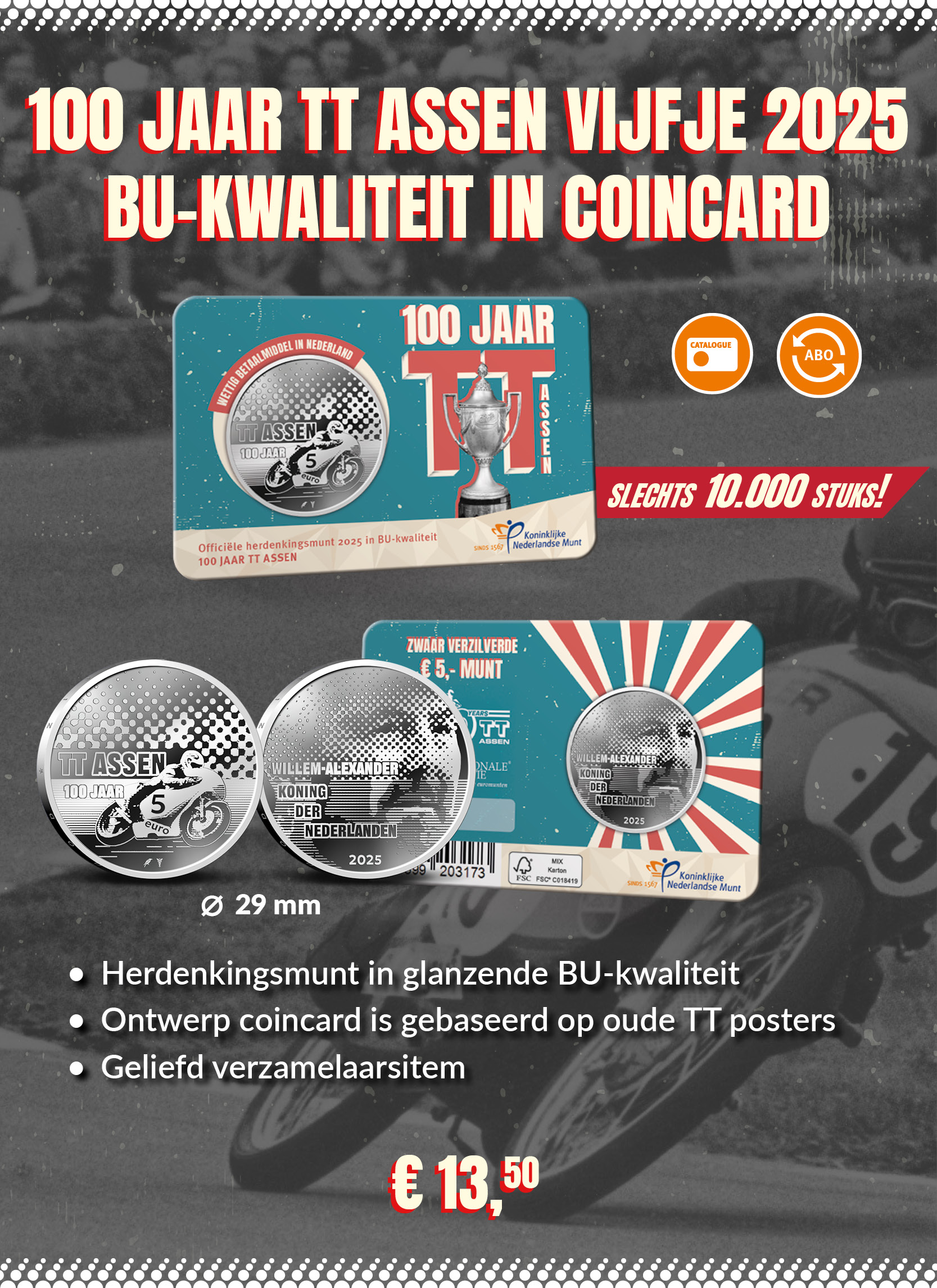 100 jaar TT Assen Vijfje 2025 BU-kwaliteit in coincard