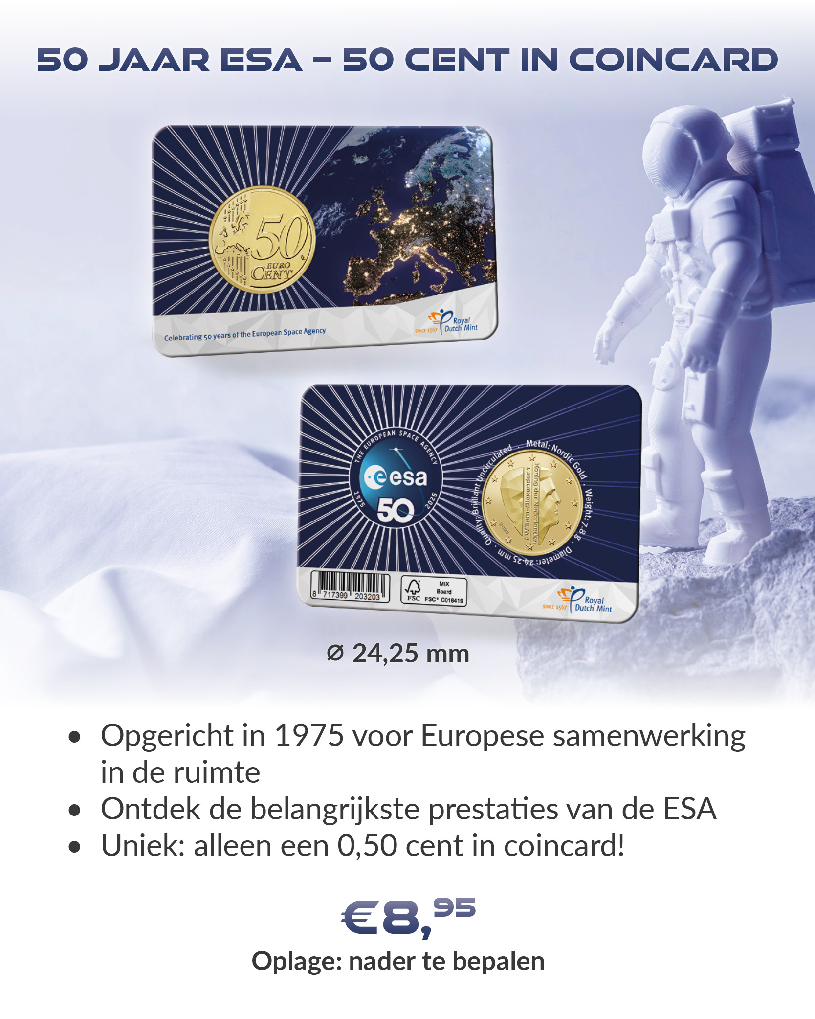 50 jaar ESA – 50 cent in coincard