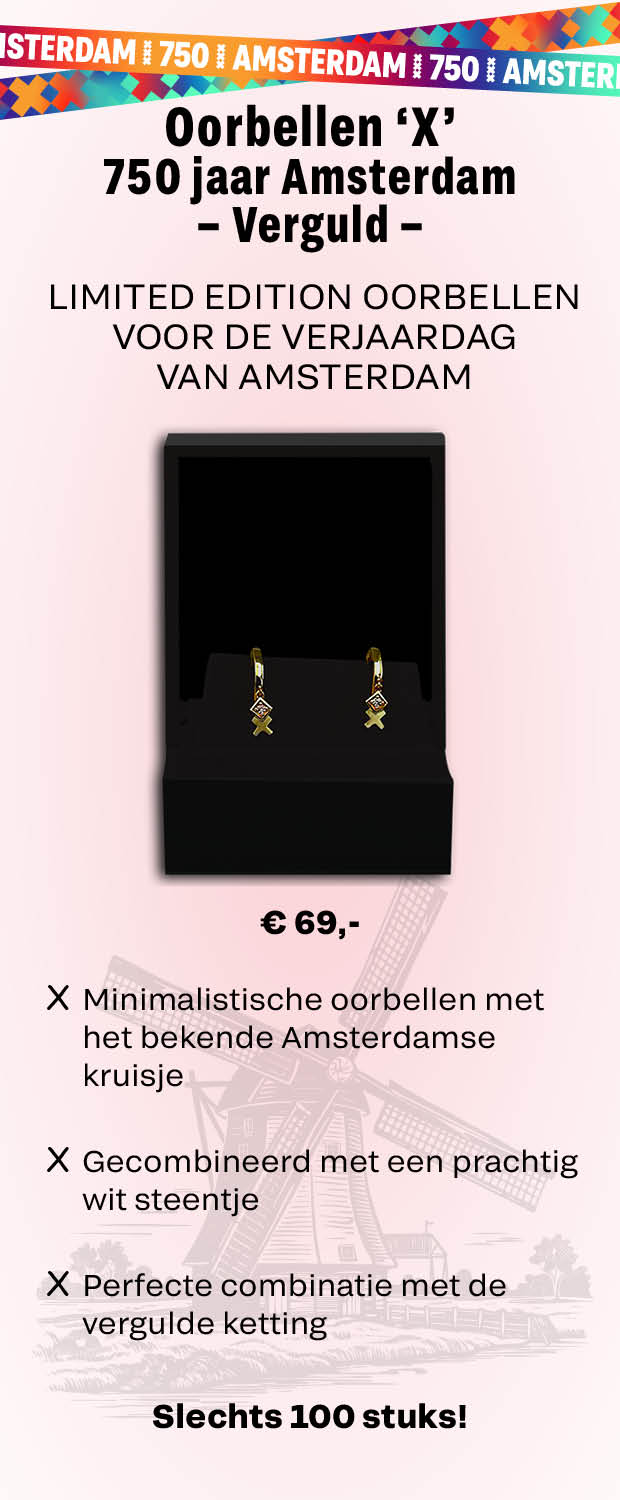 Oorbellen âXâ 750 jaar Amsterdam â Verguld